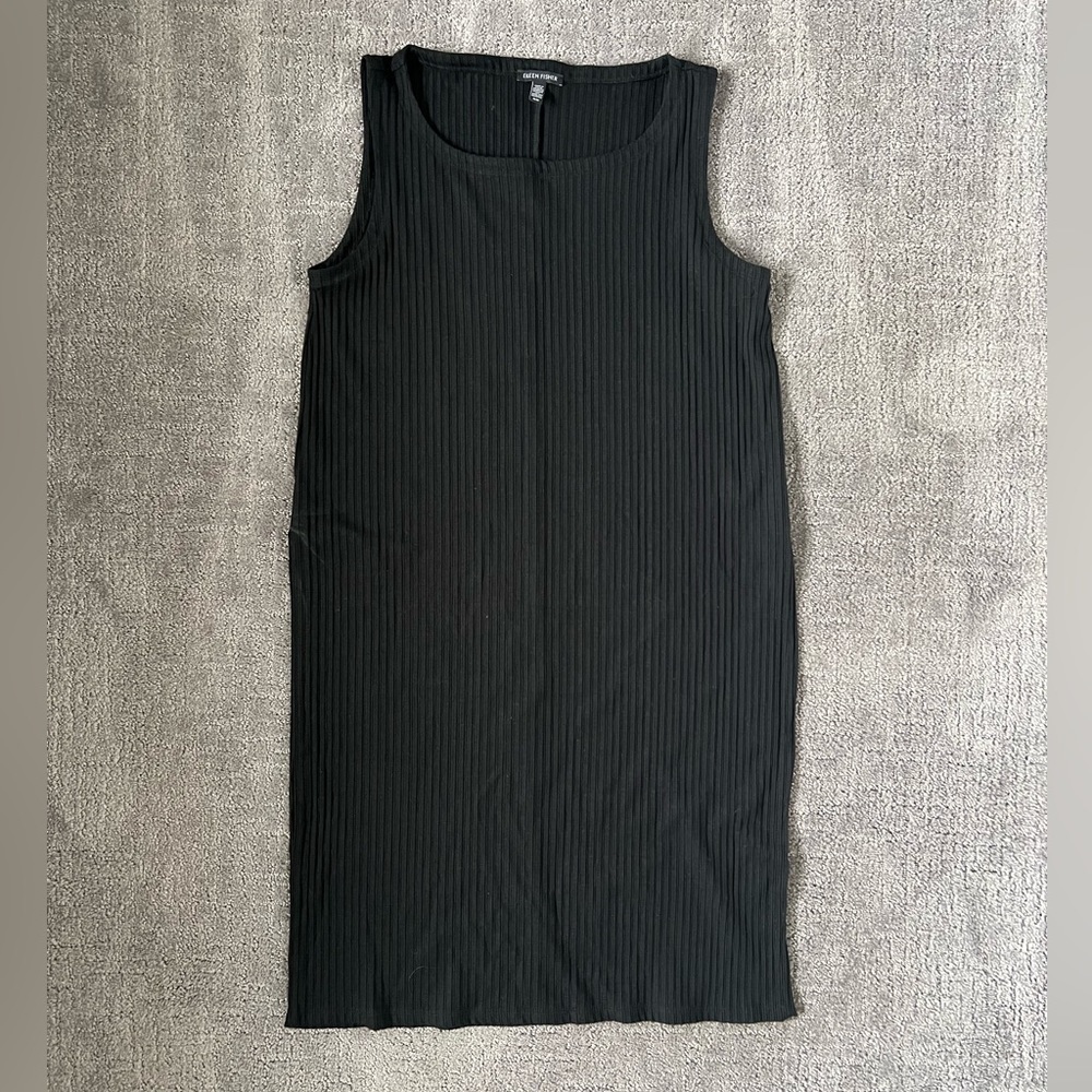 Eileen Fisher Ribbed Tunic Tank Top With Dramatic Side Slits